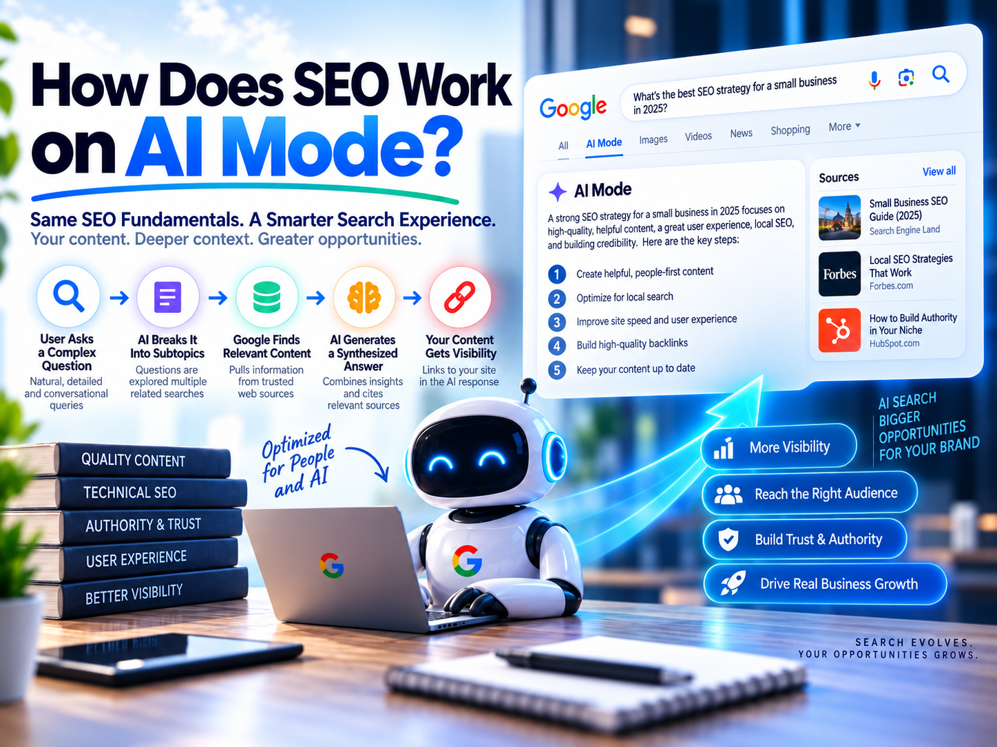 How Does SEO Work on AI Mode Infographic Banner