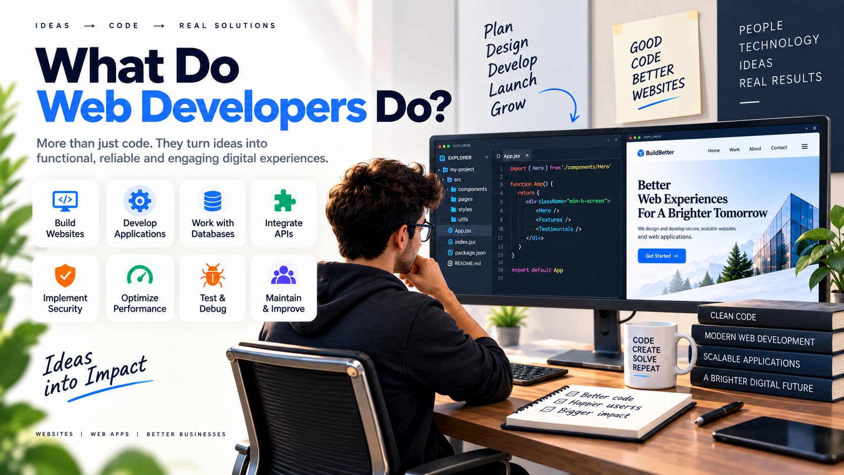 What Web Developers Do Roles and Responsibilities Banner